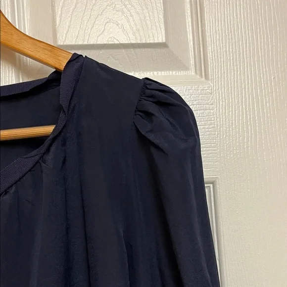 Forever 21 Navy Blouse with Smocked Sleeves - Picture 7 of 9